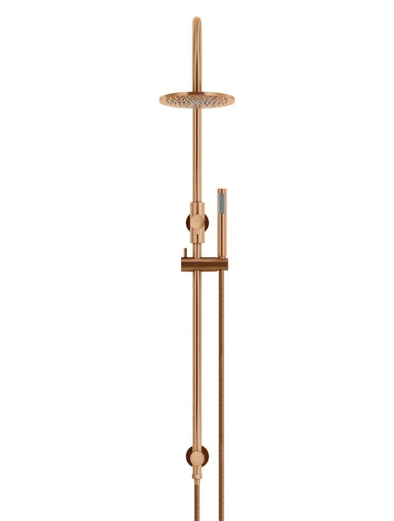 Meir Round Gooseneck Shower Set with 200mm Rose, Single-Function Hand Shower, Lustre Bronze