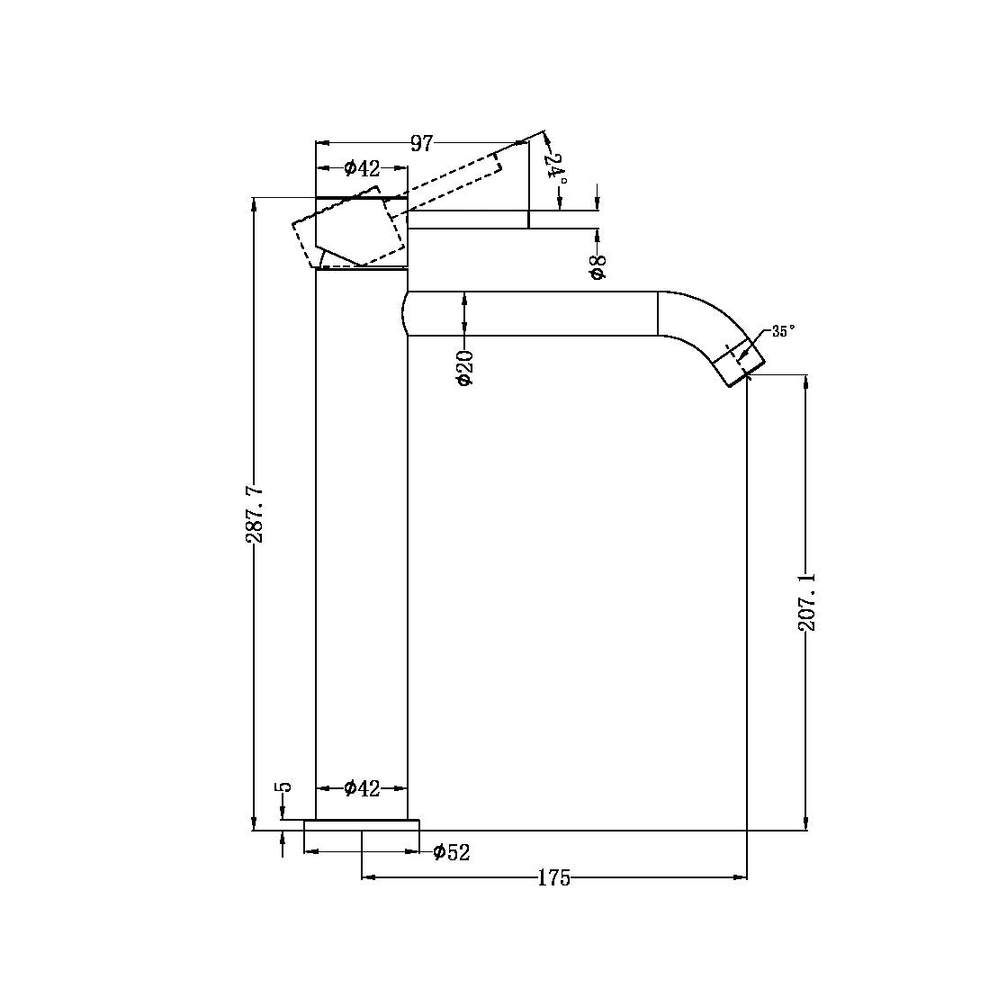 Nero Zen SS316L Tall Basin Mixer Brushed Nickel