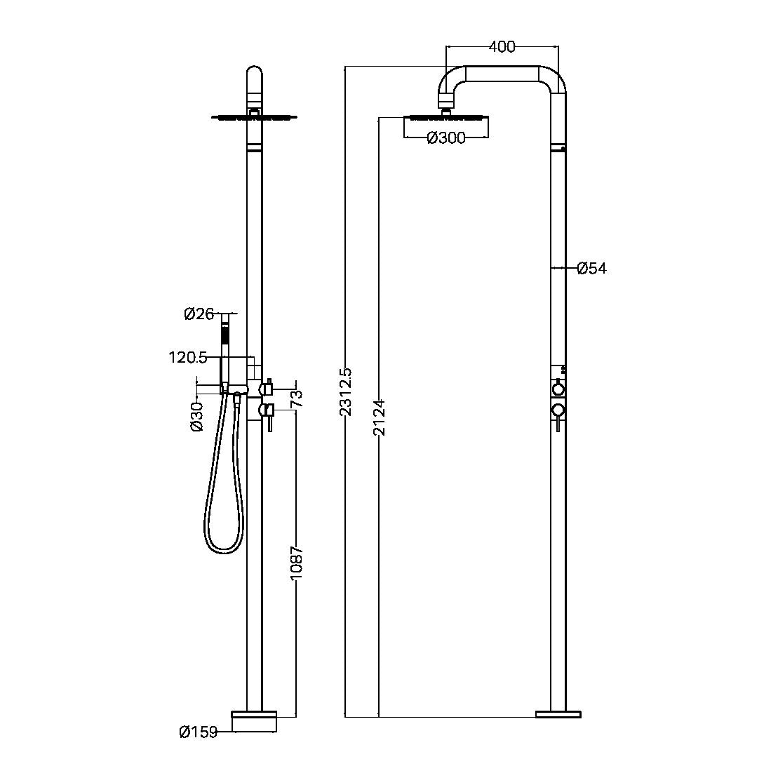 Nero Zen SS316L Outdoor Free Standing Shower Column Graphite
