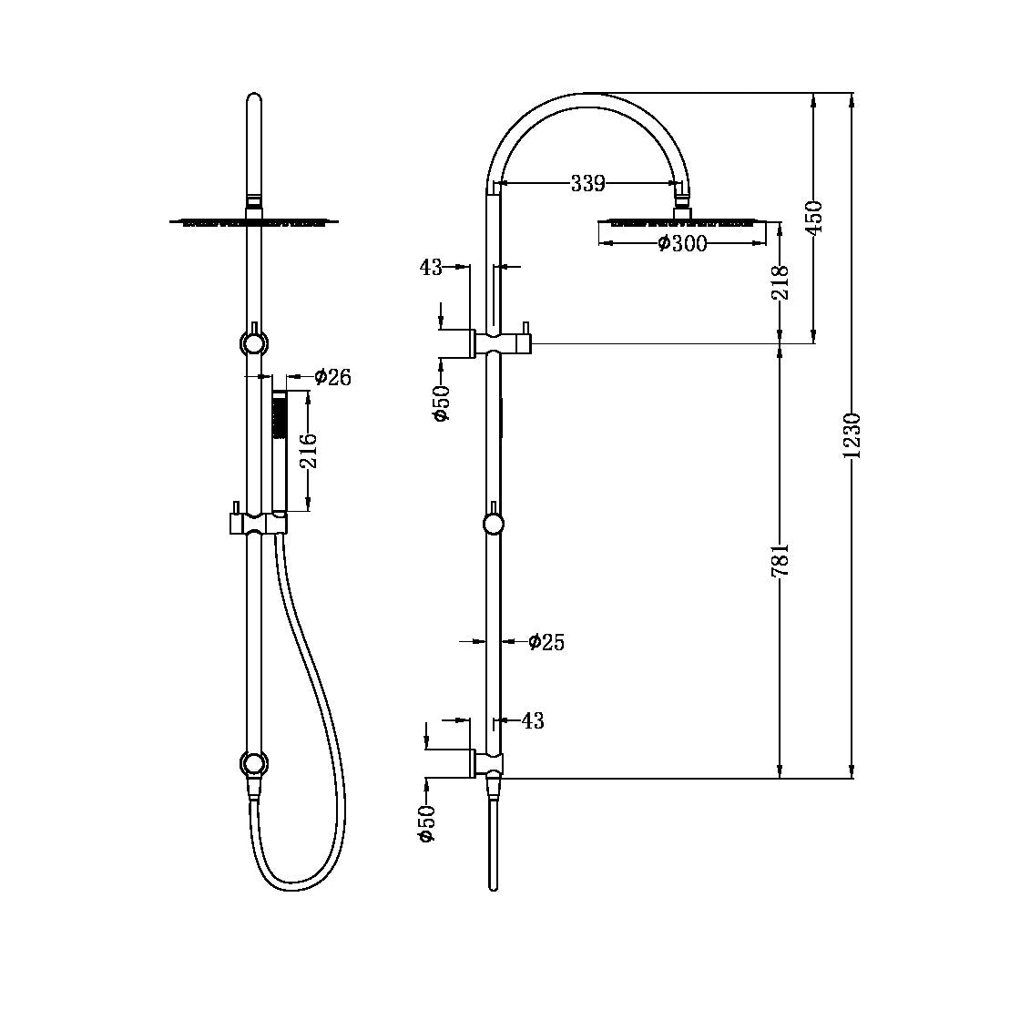 Nero Zen SS316L Twin Shower With Outdoor Shower Hose Brushed Nickel