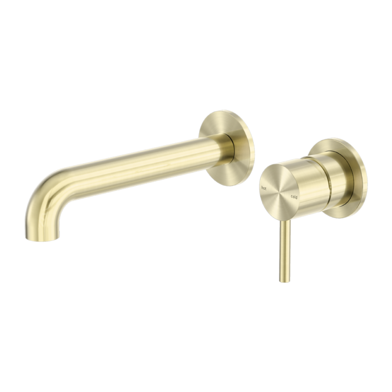 Nero Zen SS316L 230mm Wall Basin/Bath Mixer Separate Back Plate Spout Brushed Gold