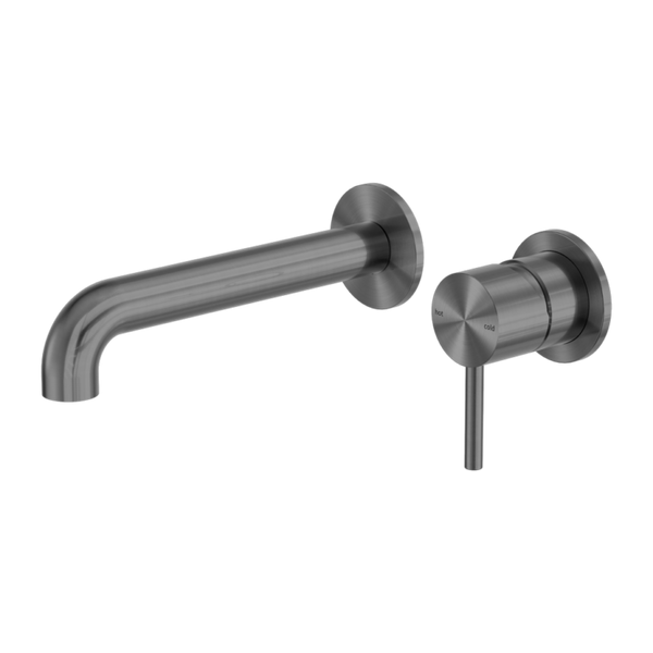 Nero Zen SS316L 185mm Wall Basin/Bath Mixer Separate Back Plate Spout Graphite