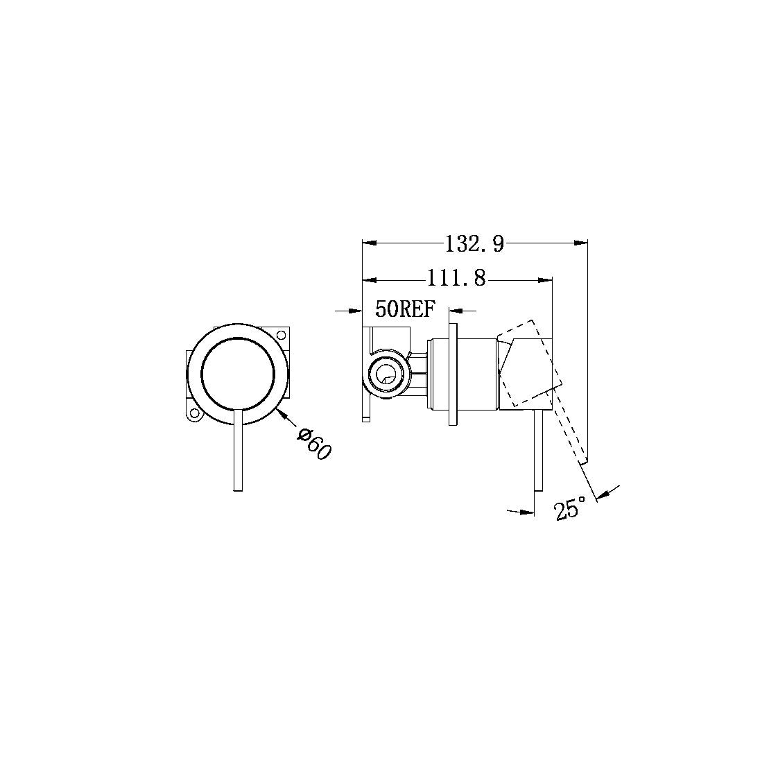 Nero Mecca Shower Mixer with 60mm Plate Handle Up Brushed Bronze