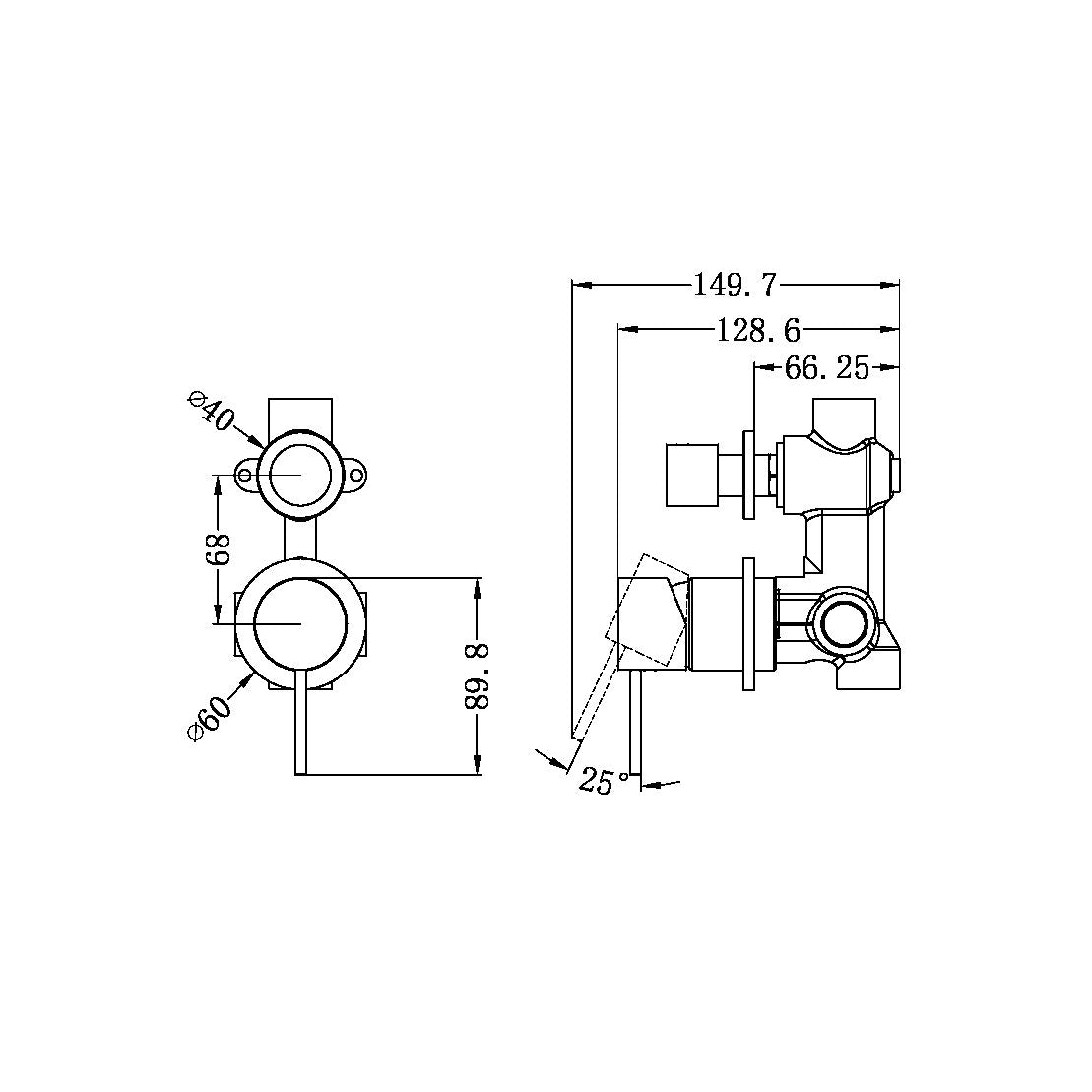 Nero Mecca Shower Mixer Diverter with Separate Back Plate Matte White