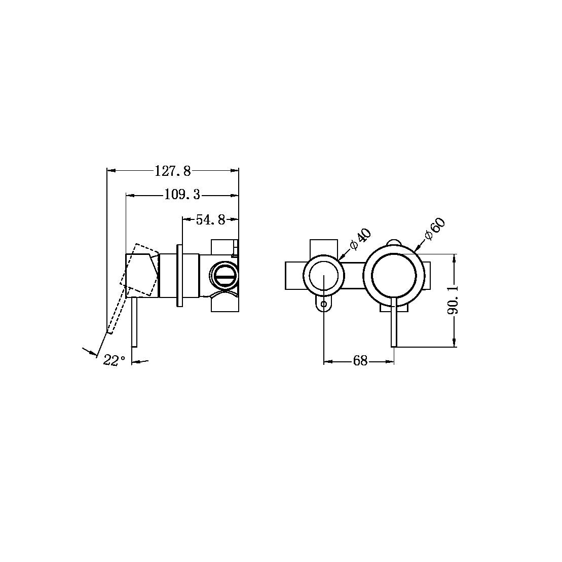Nero Mecca Shower Mixer with Horizontal 2 Way Diverter Brushed Bronze
