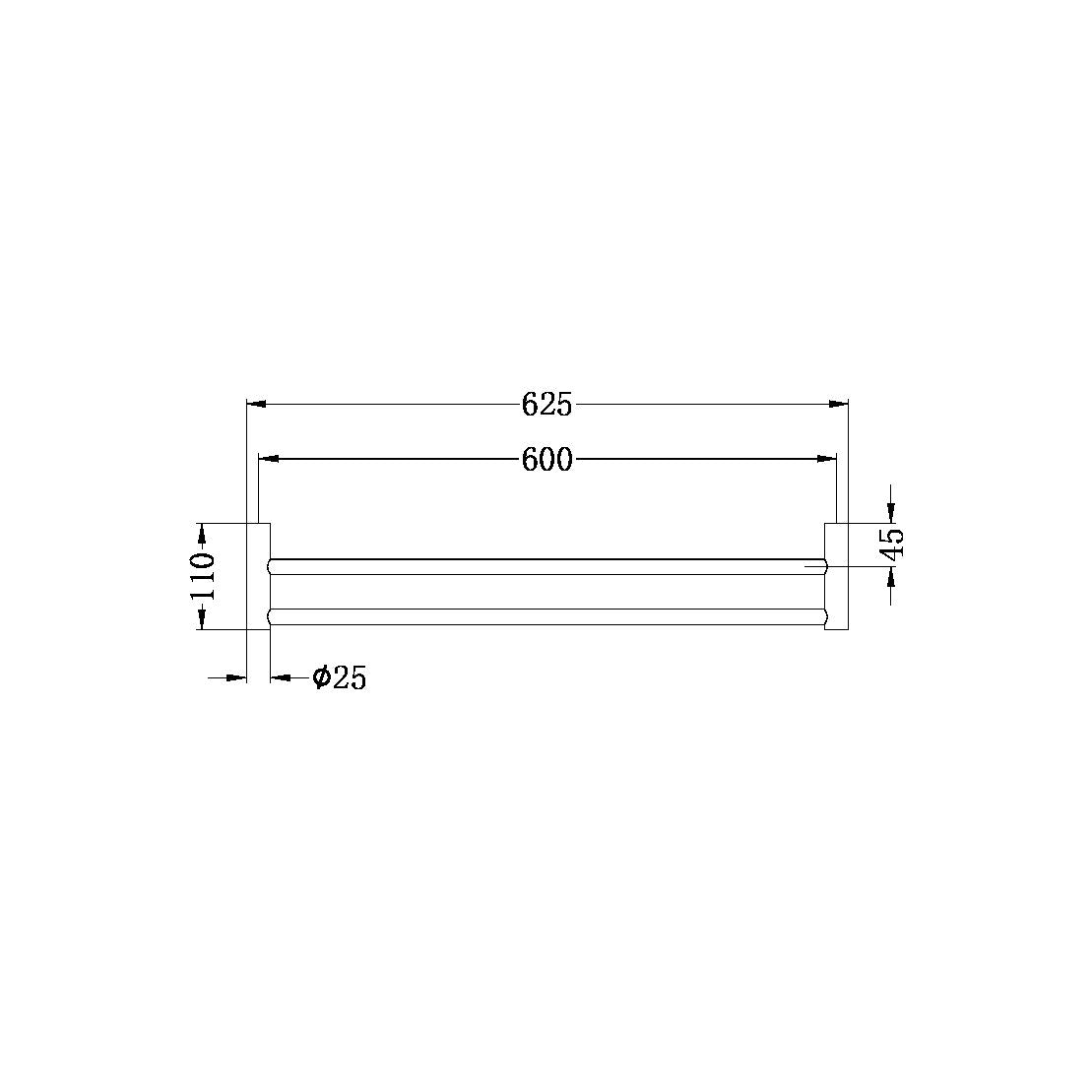 Nero New Mecca Double Towel Rail 600mm Gunmetal