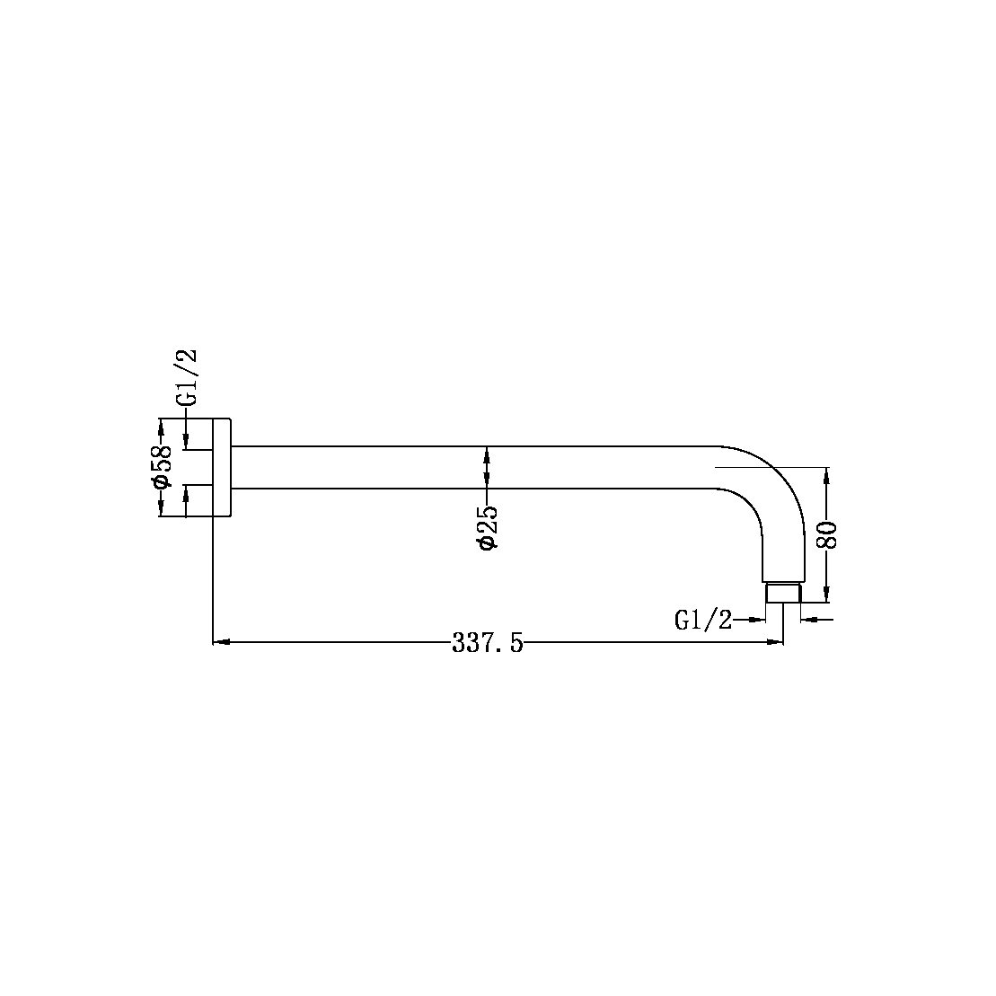 Nero Round Wall Shower Arm 330mm Matte Black