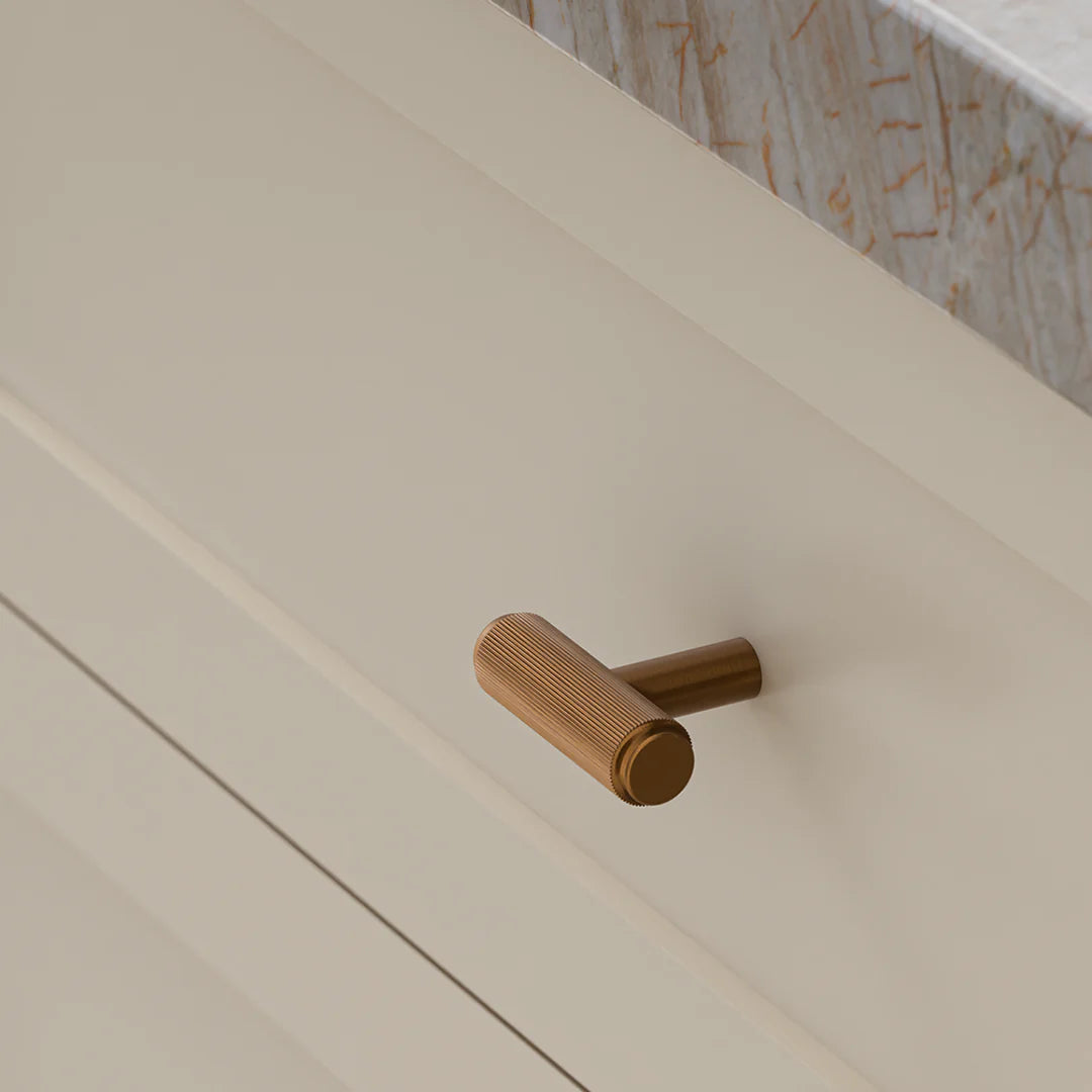 Meir Öppen T-Pull Cabinet Handle Linear Knurled - Luster Bronze