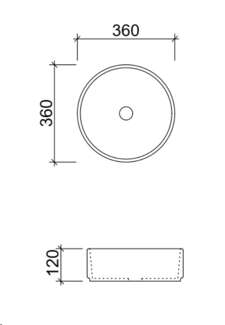 Ovia Matte Black 360mm Round Counter Top Basin