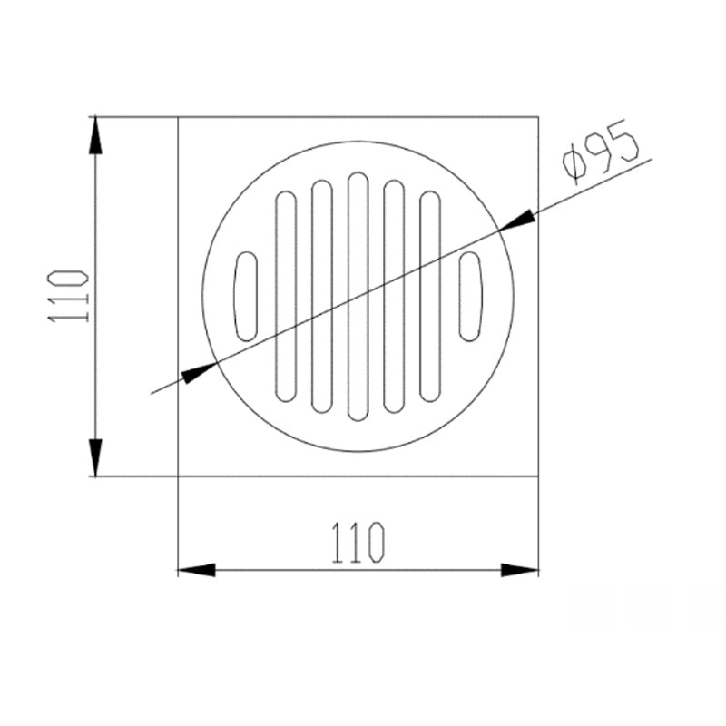 Square Chrome Brass Floor Waste Drain Shower Grate 110*110mm