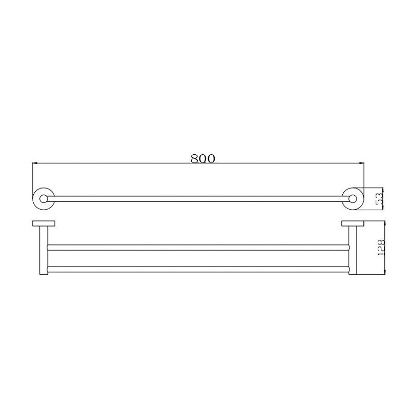 Ovia Round Black Double Towel Rack Rail 800mm