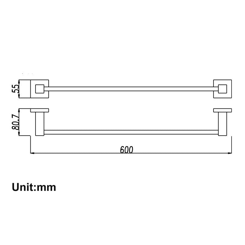 Ottimo Chrome Single Towel Rail 600mm