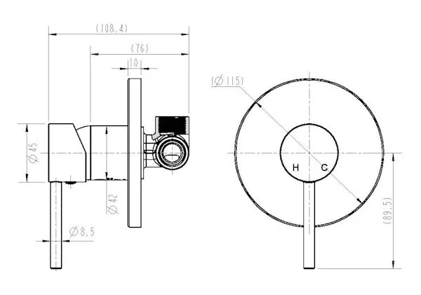 Modern National Star Shower Mixer Matte Black