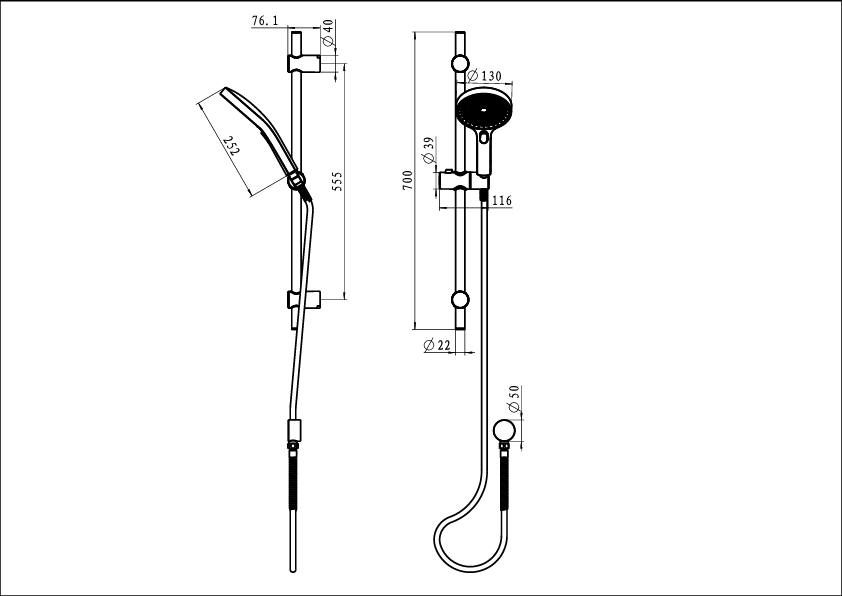 Linkware The Gabe Hand Shower On Rail Gun Metal