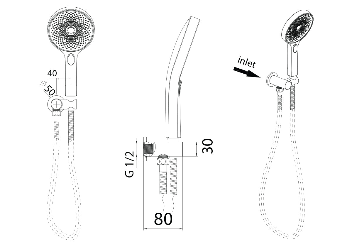 Linkware The Gabe Hand Shower With Wall Bracket Matte Black