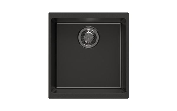 430 x 460 x 200mm Carysil Black Single Bowl Granite Kitchen/Laundry Sink Top/Flush/Under Mount