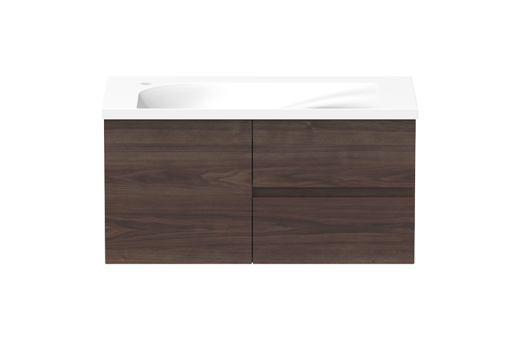 Drift Vanity β 900mm Β· Left Bowl Β· Tassie Oak