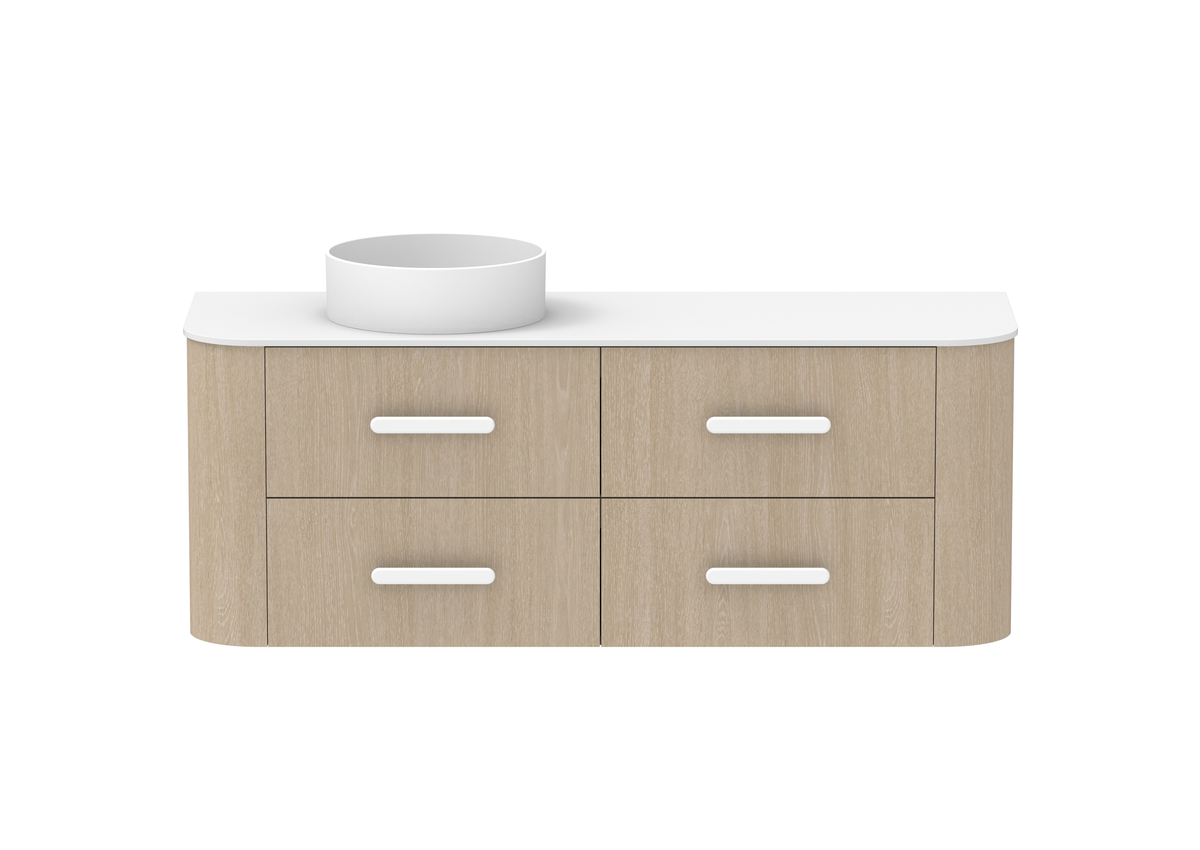 Thea Vanity — 1500mm · Left Bowl · Coastal Oak