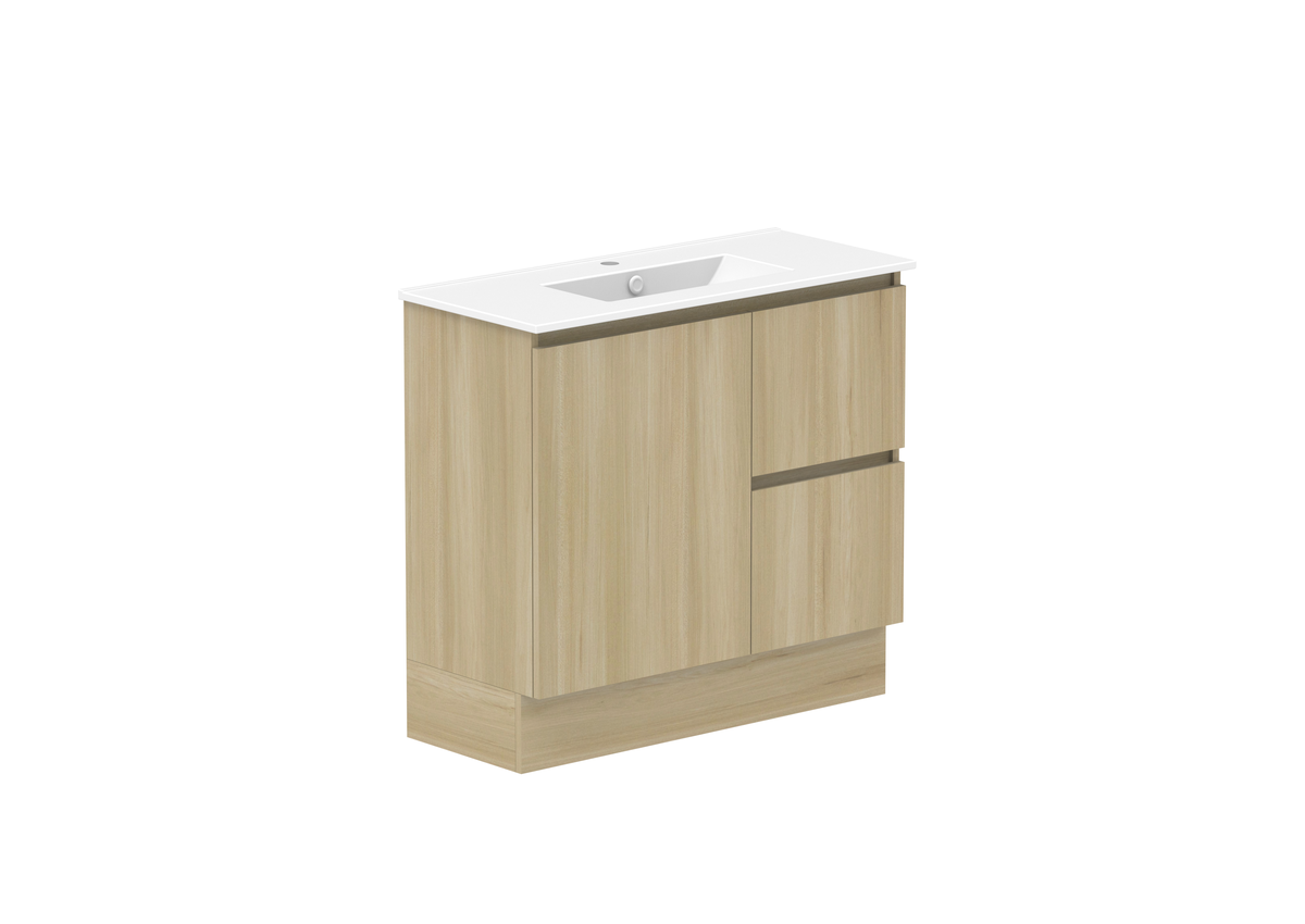 Ovia Zurich Ensuite Vanity — 900mm · Centre Bowl · Plantation Ash