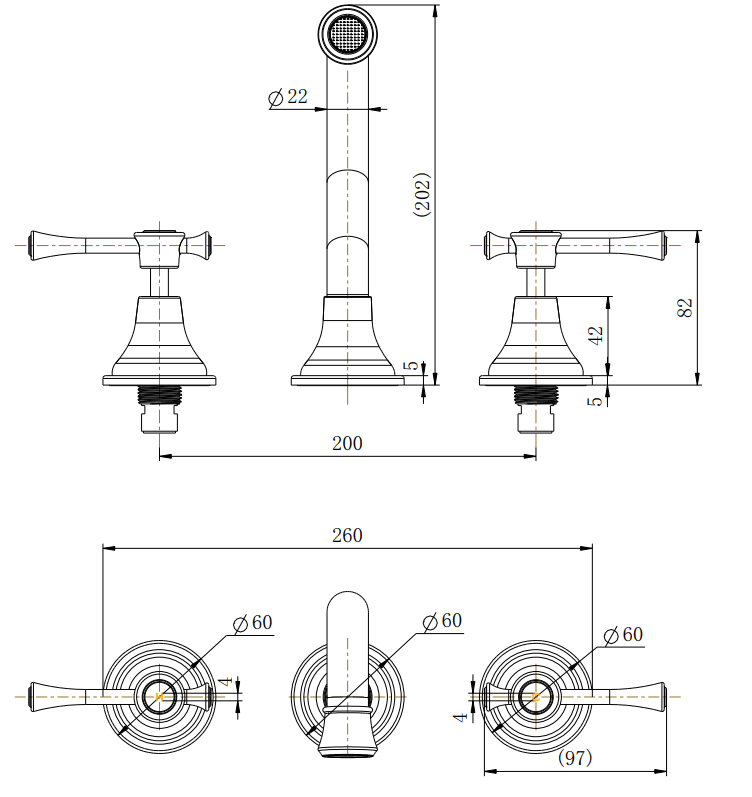 Modern National Montpellier Wall Bath Set Warm Brushed Nickel