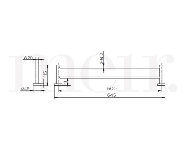 Meir Round Double Towel Rail 600mm Chrome