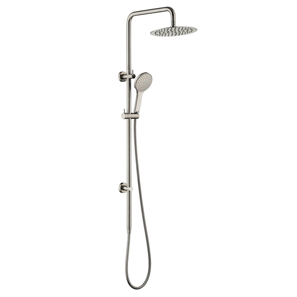 Fienza Kaya brushed nickel overhead and hand-shower rail system