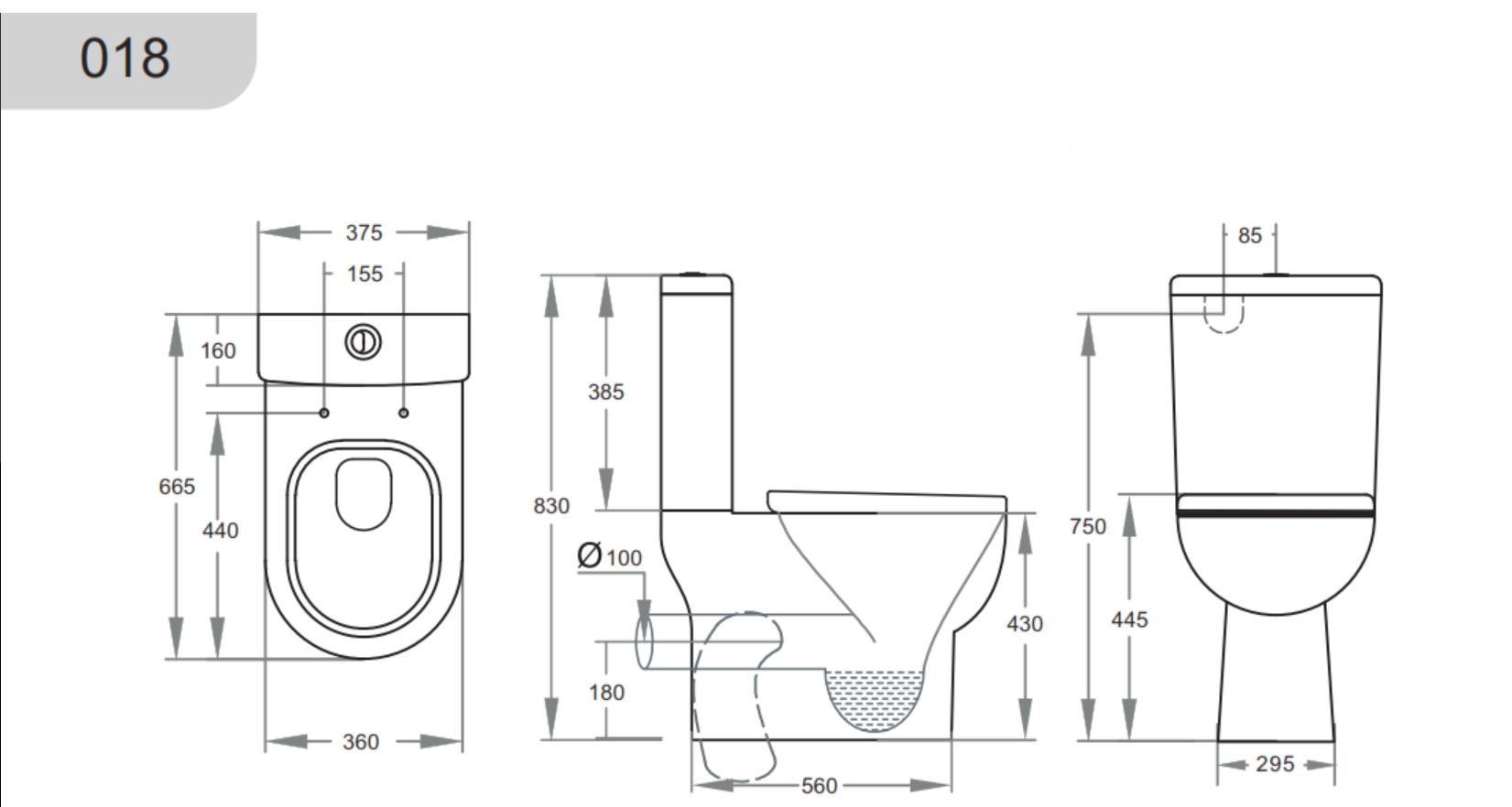 Skew Trap Special Care Toilet Suite Tornado Flushing Ceramic Back Left and Right Bottom Inlet