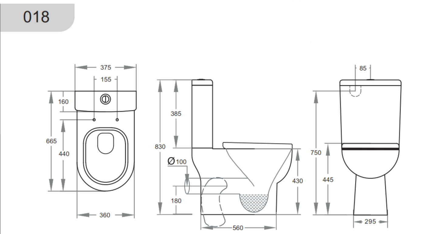 Skew Trap Special Care Toilet Suite Tornado Flushing Ceramic Back Left and Right Bottom Inlet