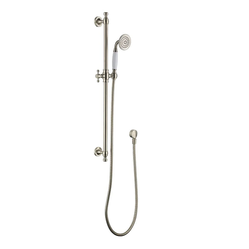 Modern National Bordeaux Traditional Warm Brushed Nickel Hand Shower on Rail Set