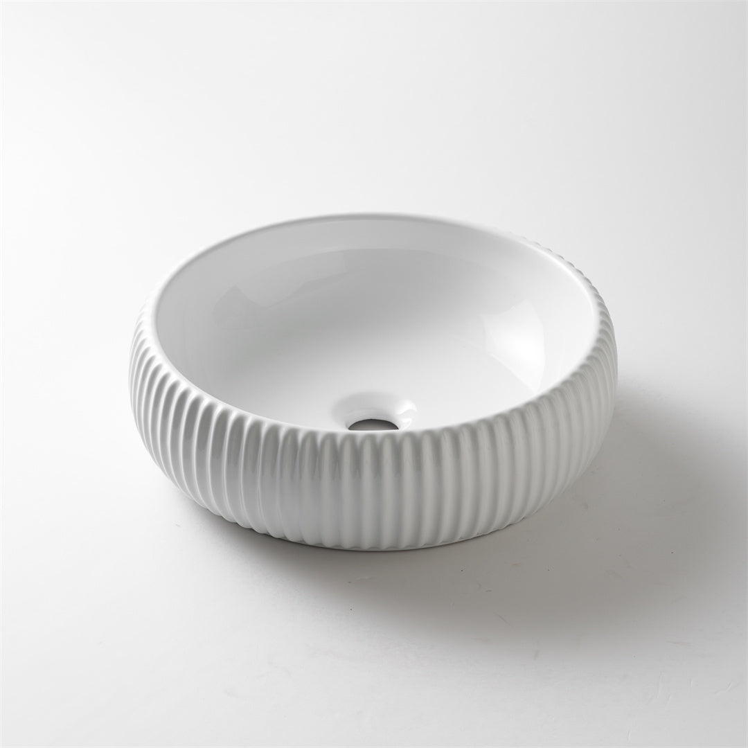 Ovia Alexa Fluted Groove 420mm Gloss White Basin