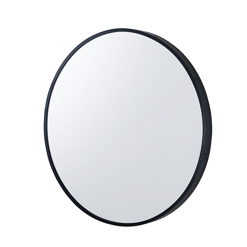 600x600x40mm Black Aluminum Framed Round Bathroom Wall Mirror with Brackets