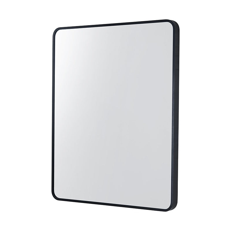 500x650x40mm Black Aluminum Framed Rectangle Bathroom Wall Mirror Rim Round Corner
