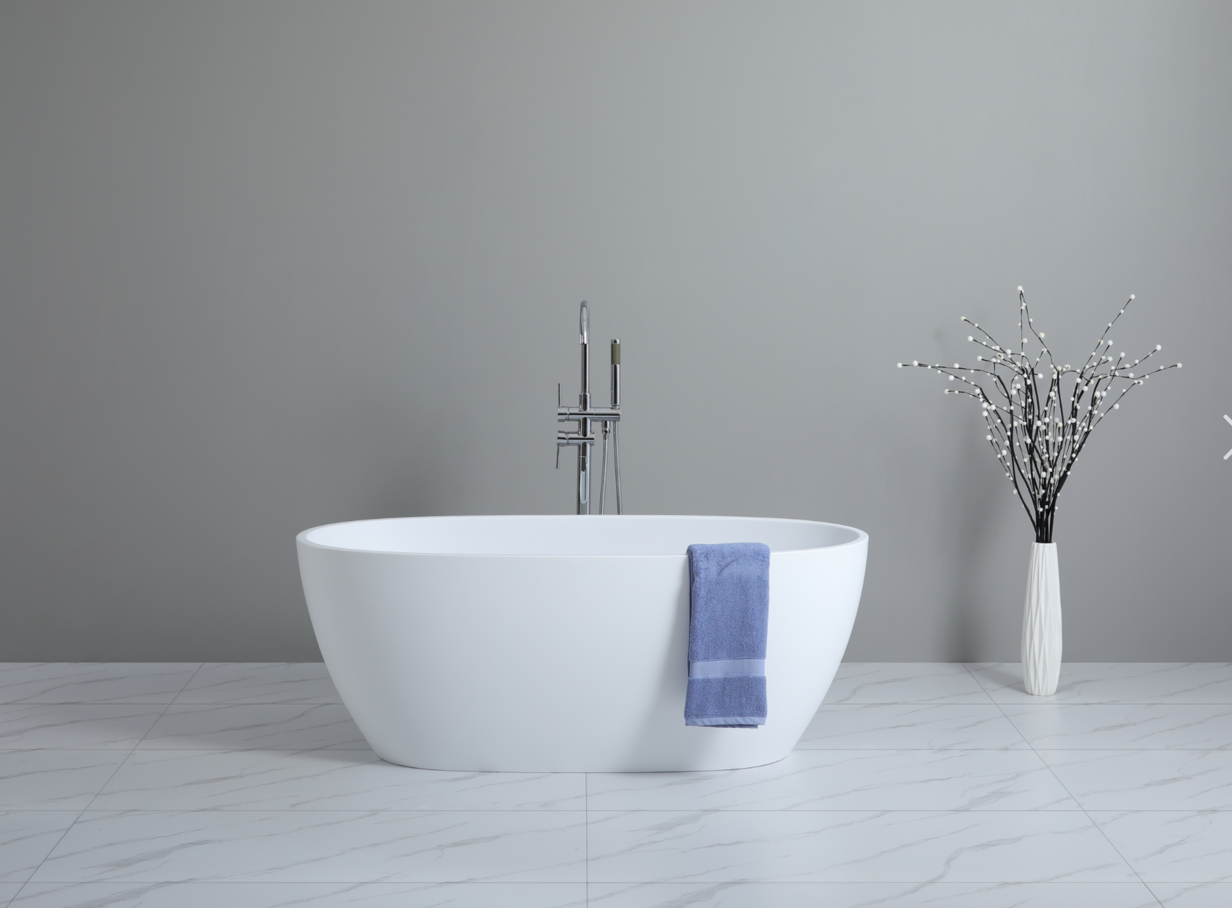 Stella Egg Shaped 1700mm Matte White Free Standing Bath Tub