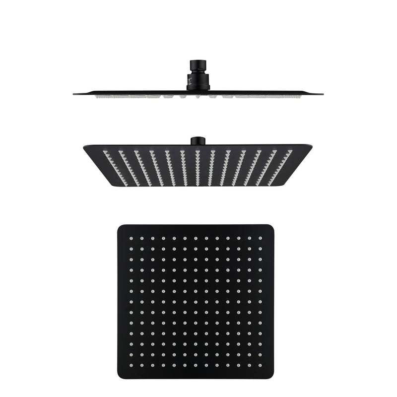 Aquaperla 300mm 12" Stainless Steel 304 Black Surface Super-slim Square Rainfall Shower Head