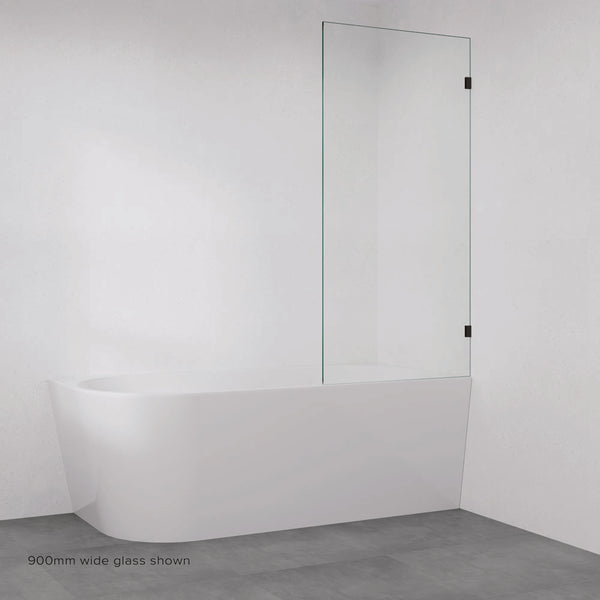 Fienza Rectangular Fixed Frameless Glass Bath Panel Matte Black
