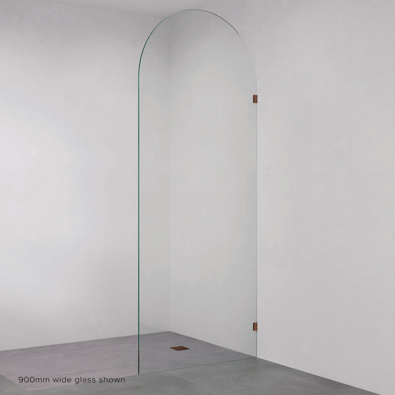 Fienza Arch Fixed Frameless Glass Shower Panel Brushed Copper