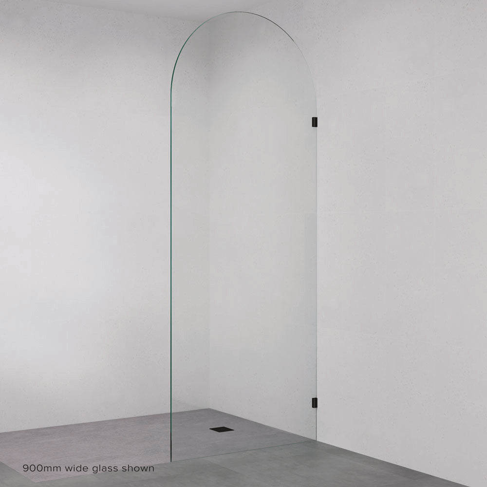 Fienza Arch Fixed Frameless Glass Shower Panel Matte Black