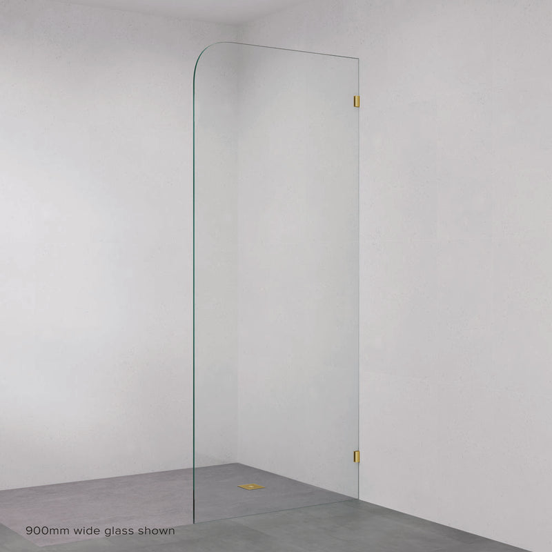 Fienza Curved Edge Fixed Frameless Glass Shower Panel Urban Brass