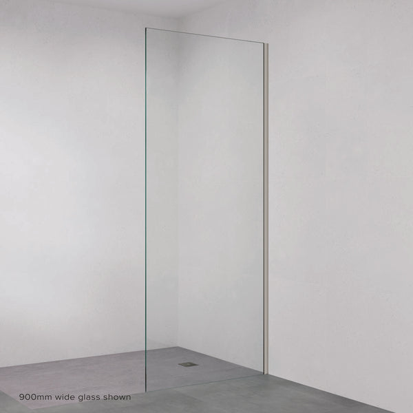 Fienza Rectangular Fixed Frameless Glass Shower Panel with Channel Gun Metal