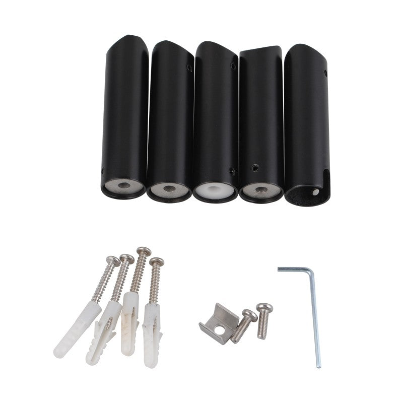 800x600x121.8mm Round Matt Black Electric Heated Towel Rack 7 Bars