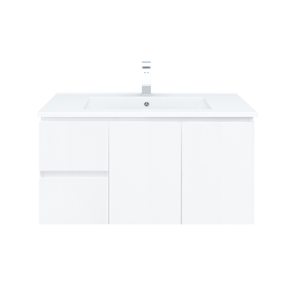 BIANCA 90cm Wall Hung Vanity Cabinet - Right Drawers