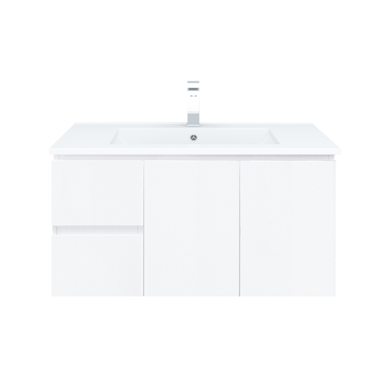 BIANCA 90cm Wall Hung Vanity Cabinet - Right Drawers