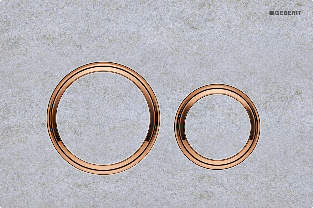 Geberit Sigma 21 Flush Plate Button Concrete Look, Red Gold Trim, Fingerprint Resistant