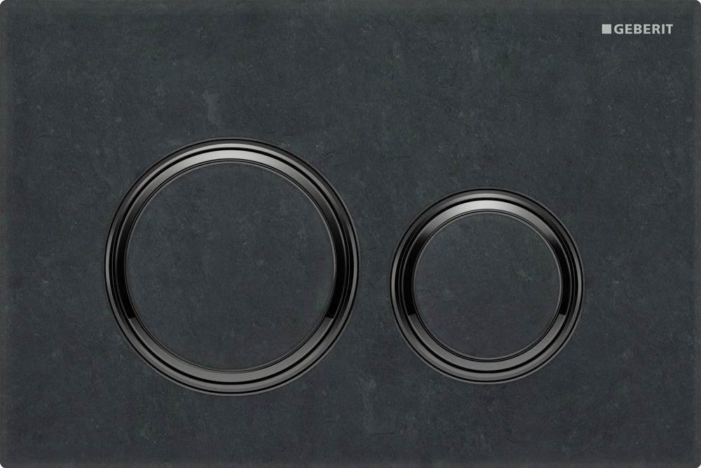 Geberit Sigma 21 Flush Plate Button Slate, Black Chrome Trim, Fingerprint Resistant