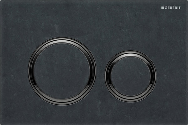 Geberit Sigma 21 Flush Plate Button Slate, Black Chrome Trim, Fingerprint Resistant