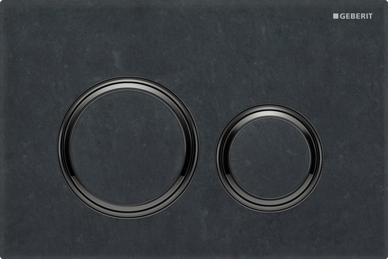 Geberit Sigma 21 Flush Plate Button Slate, Black Chrome Trim, Fingerprint Resistant