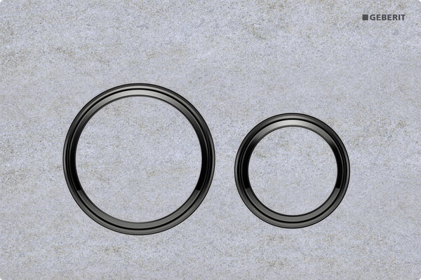 Geberit Sigma 21 Flush Plate Button Concrete Look, Black Chrome Trim, Fingerprint Resistant