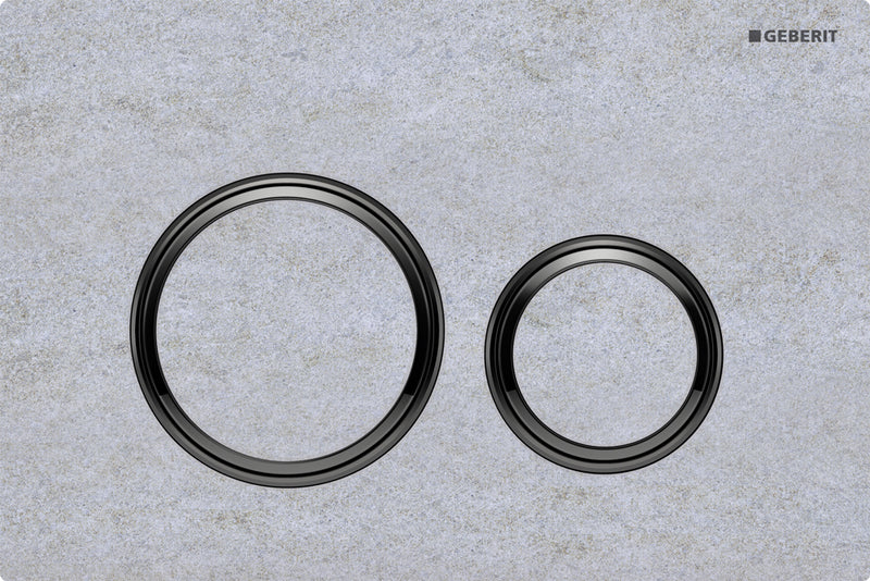 Geberit Sigma 21 Flush Plate Button Concrete Look, Black Chrome Trim, Fingerprint Resistant
