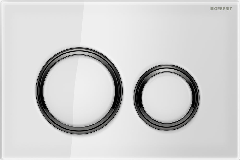 Geberit Sigma 21 Flush Plate Button White, Black Chrome Trim