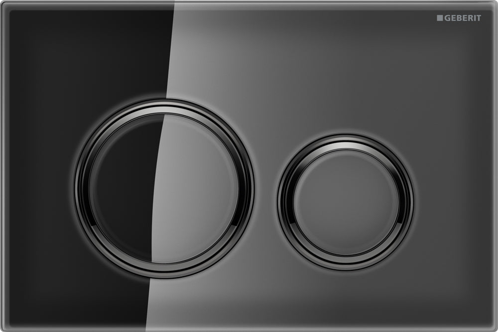 Geberit Sigma 21 Flush Plate Button Black, Black Chrome Trim